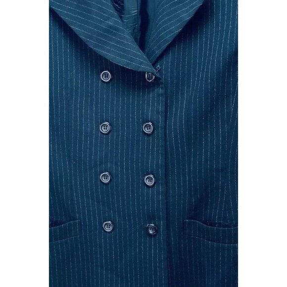 LE SUIT Petite Blazer Jacket Size 14P Women’s Black Striped Blend Front Pockets - Picture 7 of 10